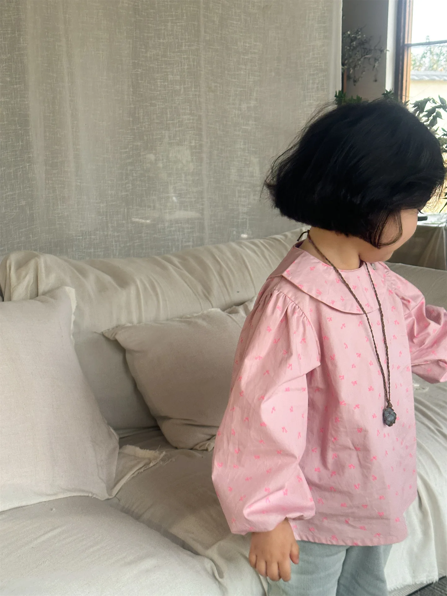 Wholesale 2024 spring kids girls pink blouse top