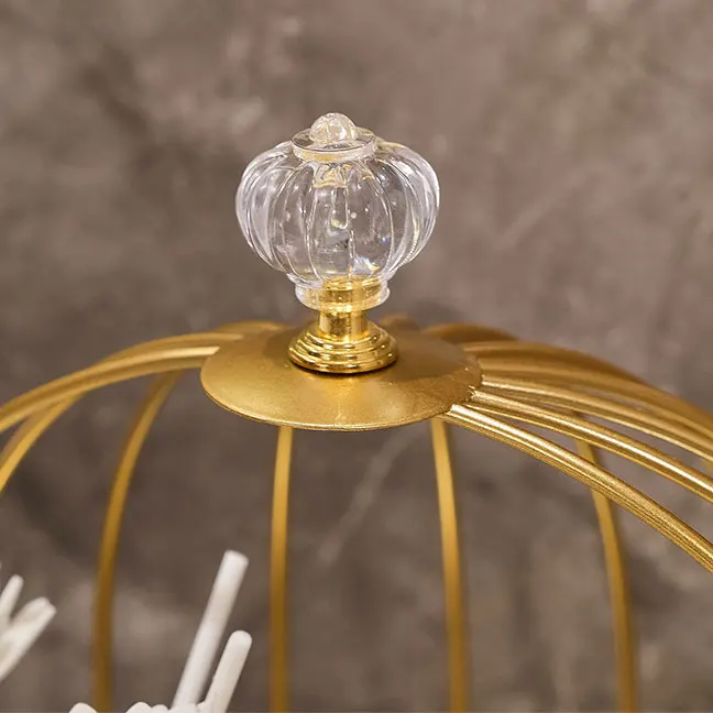 Golden Bird Cage Iron Art Nordic Lipstick Perfume Skin Care Metal Product Finishing Table Cosmetic Storage Rack