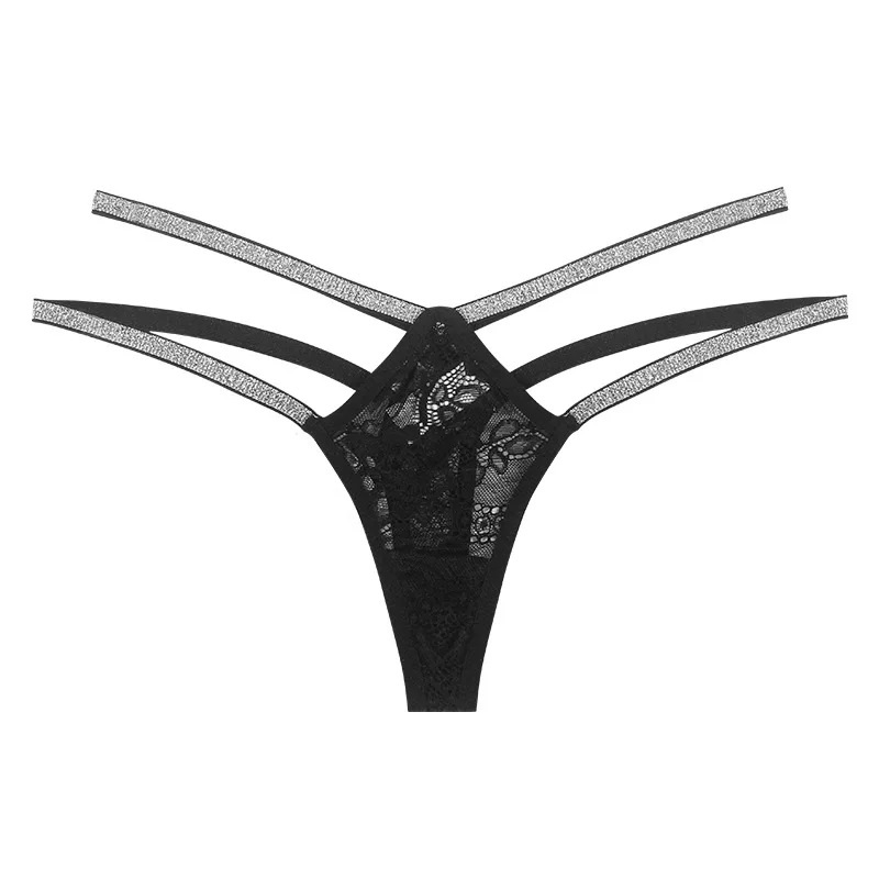 Wholesale Lady Lace One-piece Woman Black Double Thin Belt Low Waisted Thongs And G-string For Women