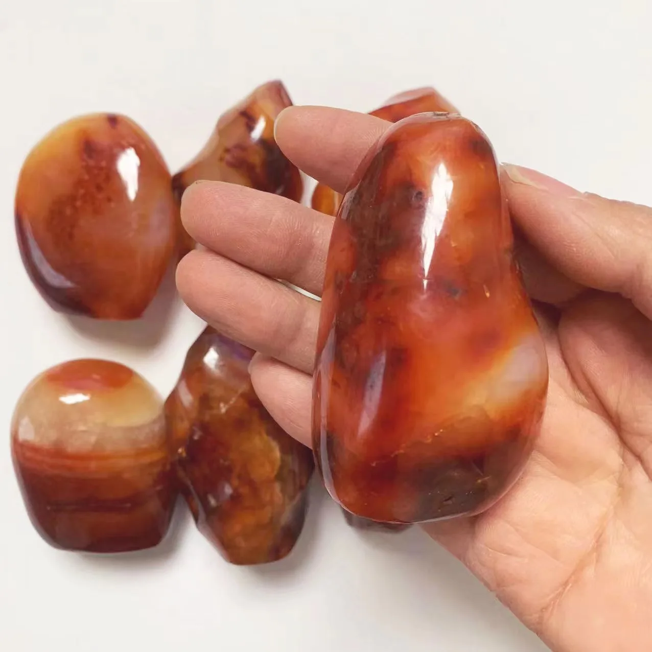 Wholesale Crystal rock Carnelian healing red Semi-Precious quartz Crystal Free Form Flame Natural standing stone for fengshui