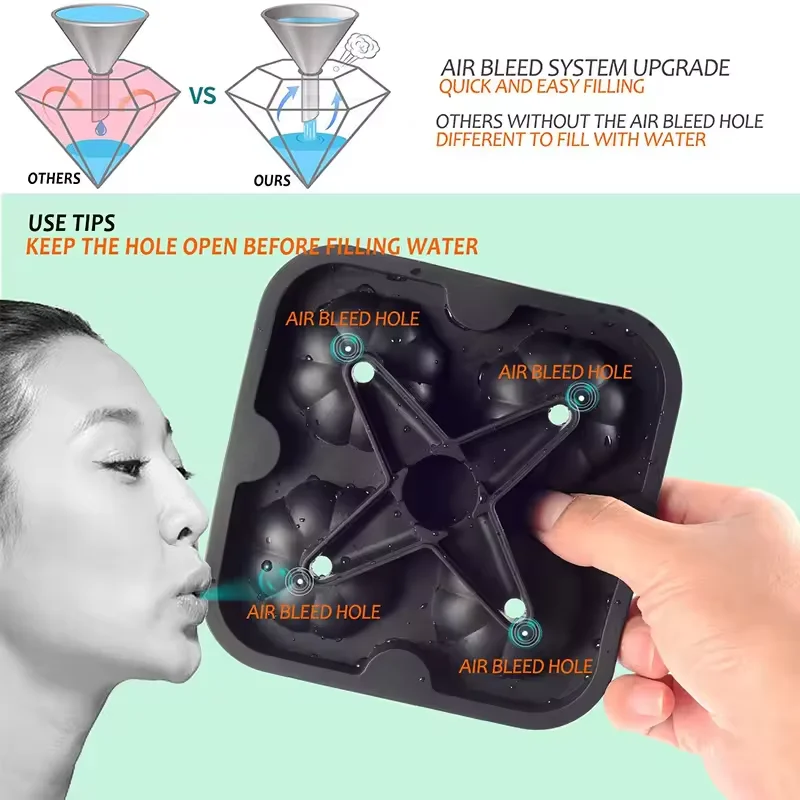 Latest design ice cube mold silicone ice block moulds ice ball maker for wine silicon mold with lid