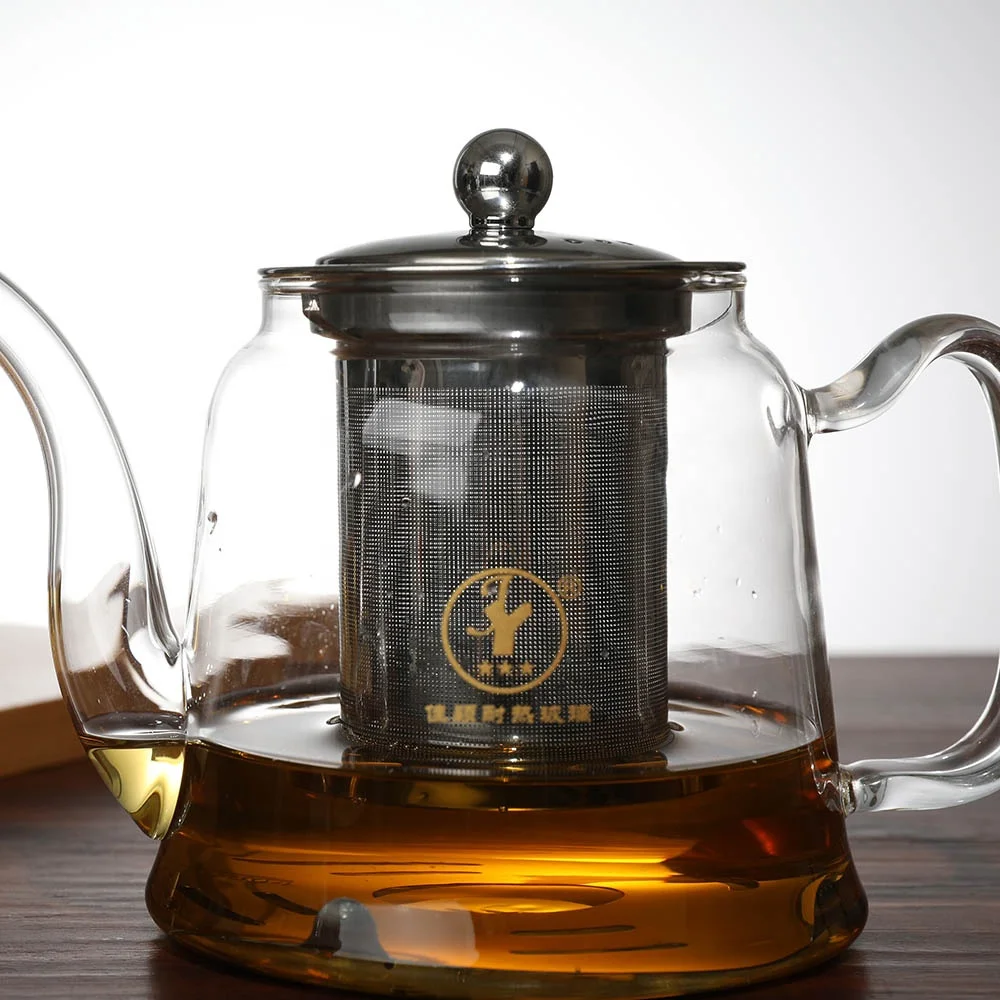 Jiaying custom made water boiler glass kettle kitchen tea pot with strainer