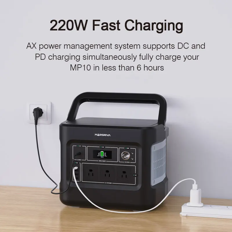 MARSRIVA hot sell Safe outdoor home solar energy system 1000w 220V Battery Power Station for Camping