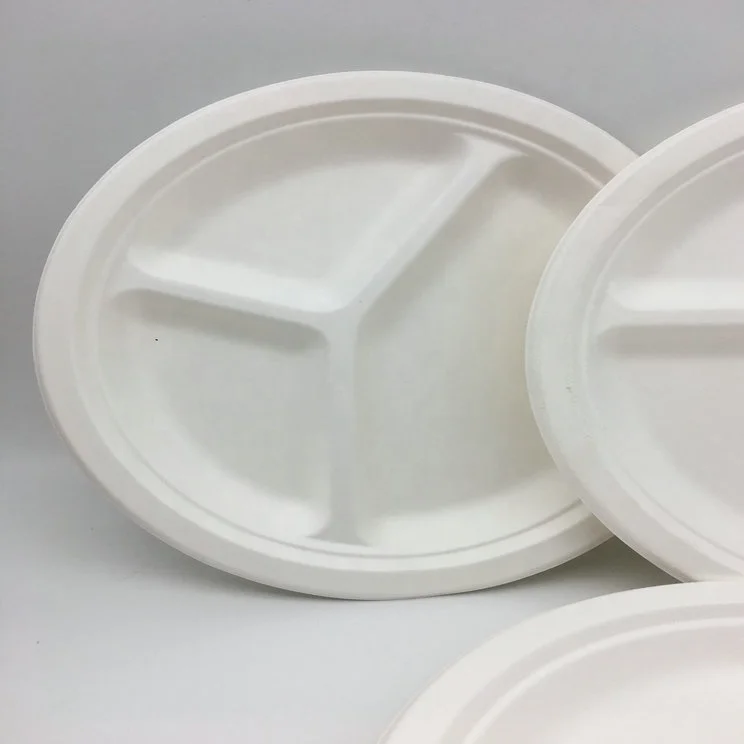 HeePack 9 inch Biodegradable Round Natural Plate Zero Waste Disposable Bagasse Dinner Plate Sugarcane Tableware