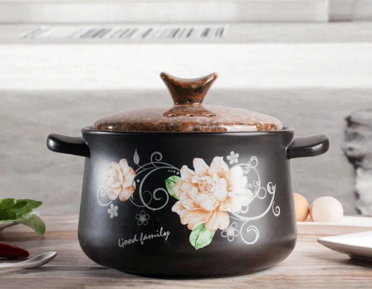 Кастрюля кухонная керамическая с мраморной крышкой, 1,5 л/1,8 л/3 л/4 л/5 л