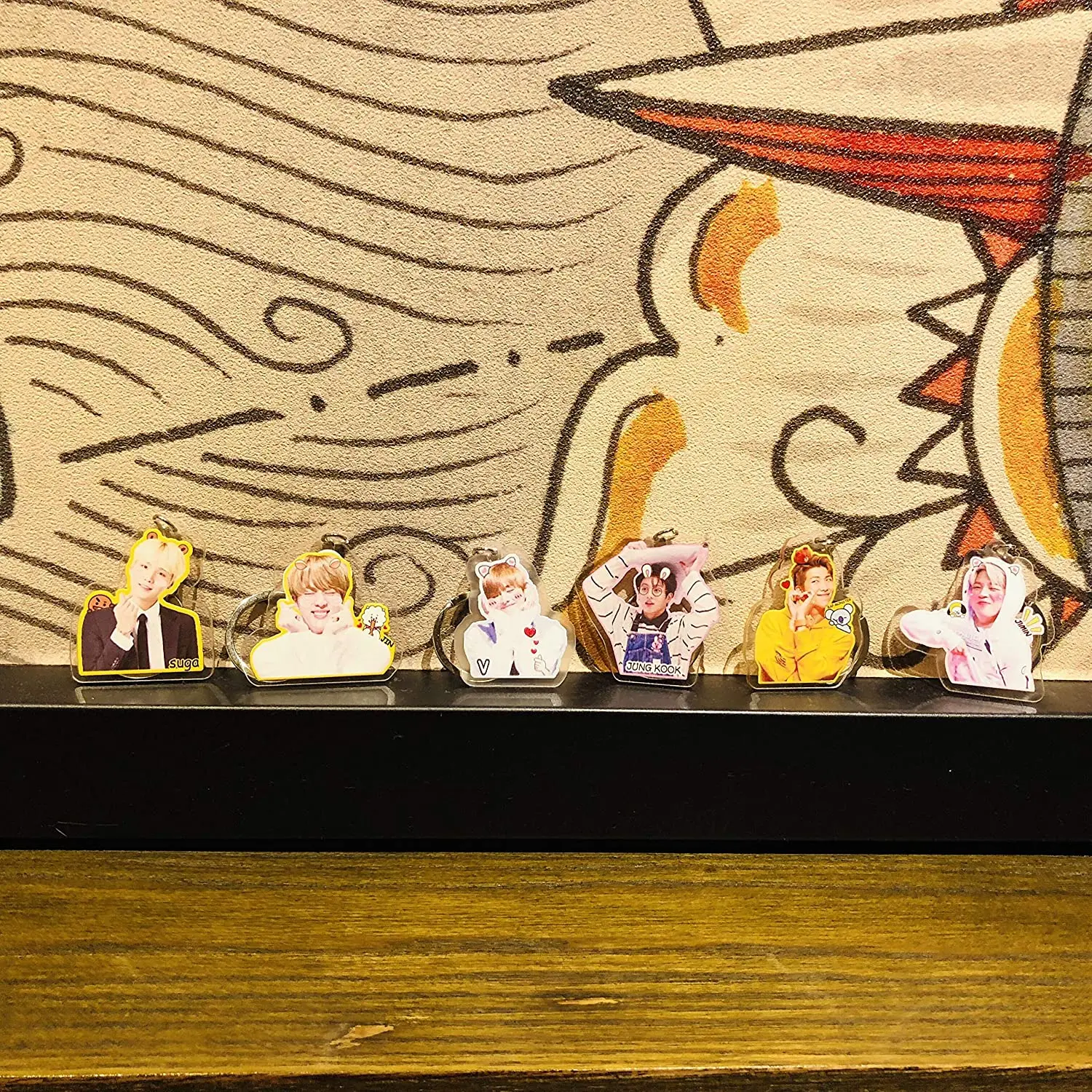 Custom Logo Cute Blank Transparent Gift Double Sided Visible Idol Printing Plastic Cartoon Acrylic BTS Keychain