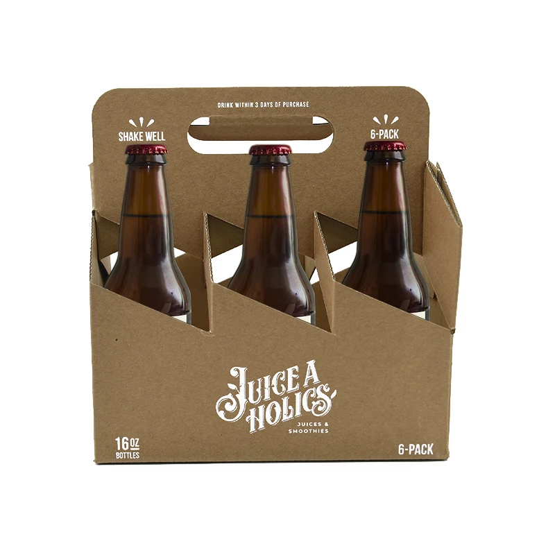 Custom Printed Portable Beer Bottle Glasses Wine Box Corrugated Carriers Paper Packaging Box Six / Four Pack Beer Boxes