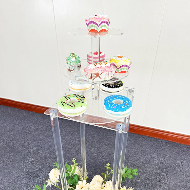 3 4 5 tier round tower shape clear cupcake acrylic wedding cake stand set