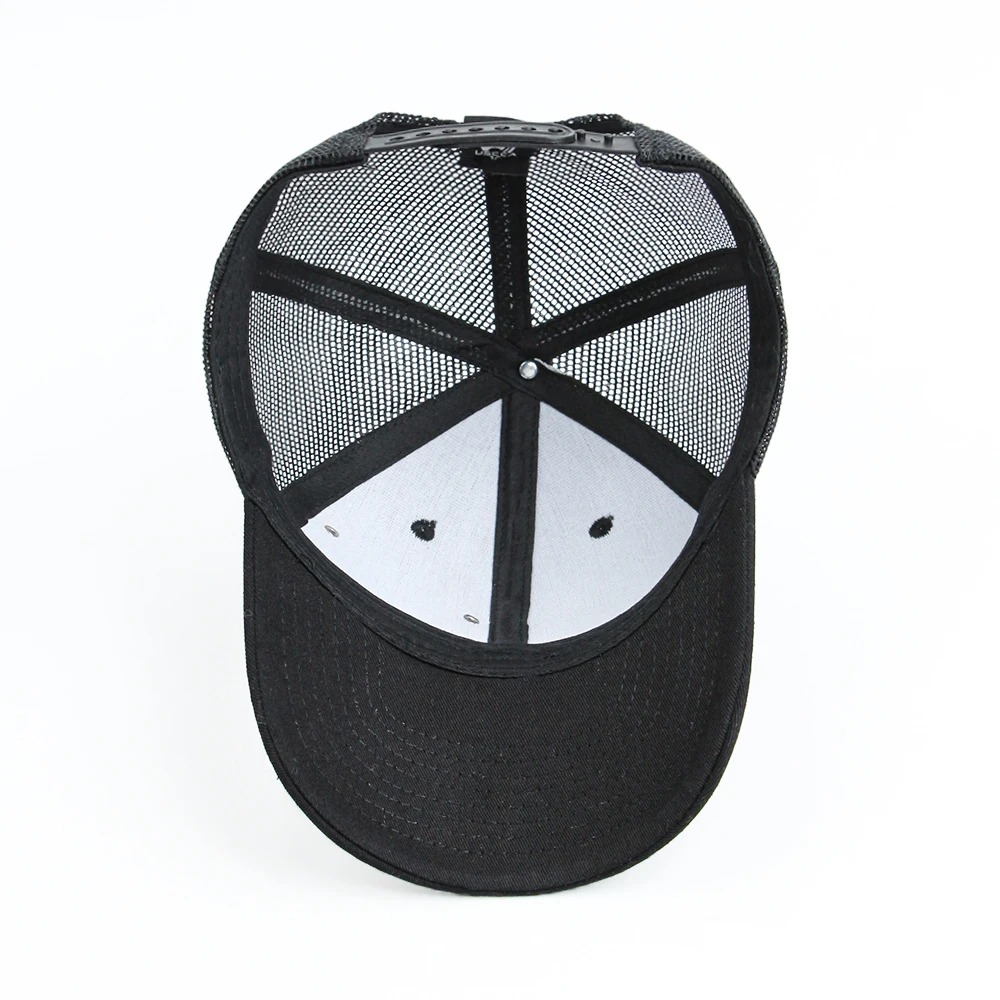 Wholesale Custom DIY Iron Logo Piece 6 Panel Trucker Cap Black Sports Caps Richardson 115 Mesh Trucker Hat