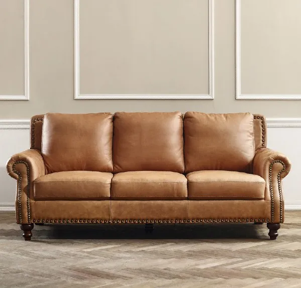 Hotel Lobby wooden handrail sectional furniture leather sofa set luxury villa  furniture for living room