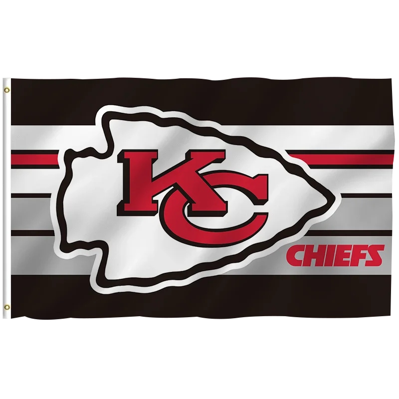 In Stock All  Football Team Flag 3x5ft High Quality Custom Design  100% Polyester Sports Nfl Kansas City Chiefs banners