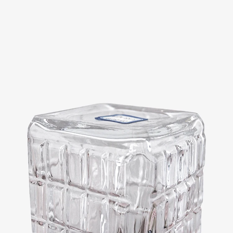 Embossed square 1000ml wine glass bottle glass spice honey jar packaging with glass lid with pp pad