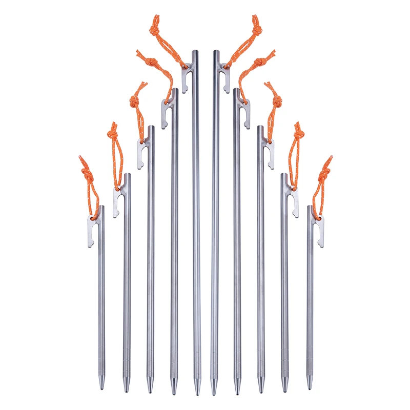 Ultralight Titanium Alloy Tent Stakes 20 cm 24 30 35 40cm Windproof Outdoor Camping Tent Pegs Nails