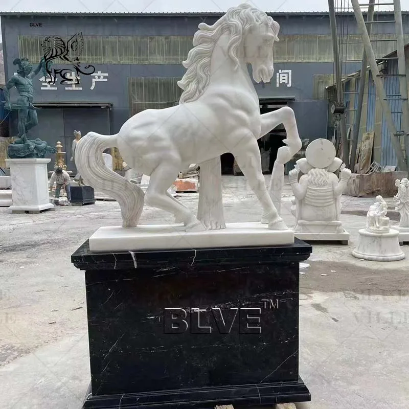 BLVE Custom Outdoor Cemetery White Natural Stone Marble Kneeling Angel Statue Tombstone Monument Gravestone