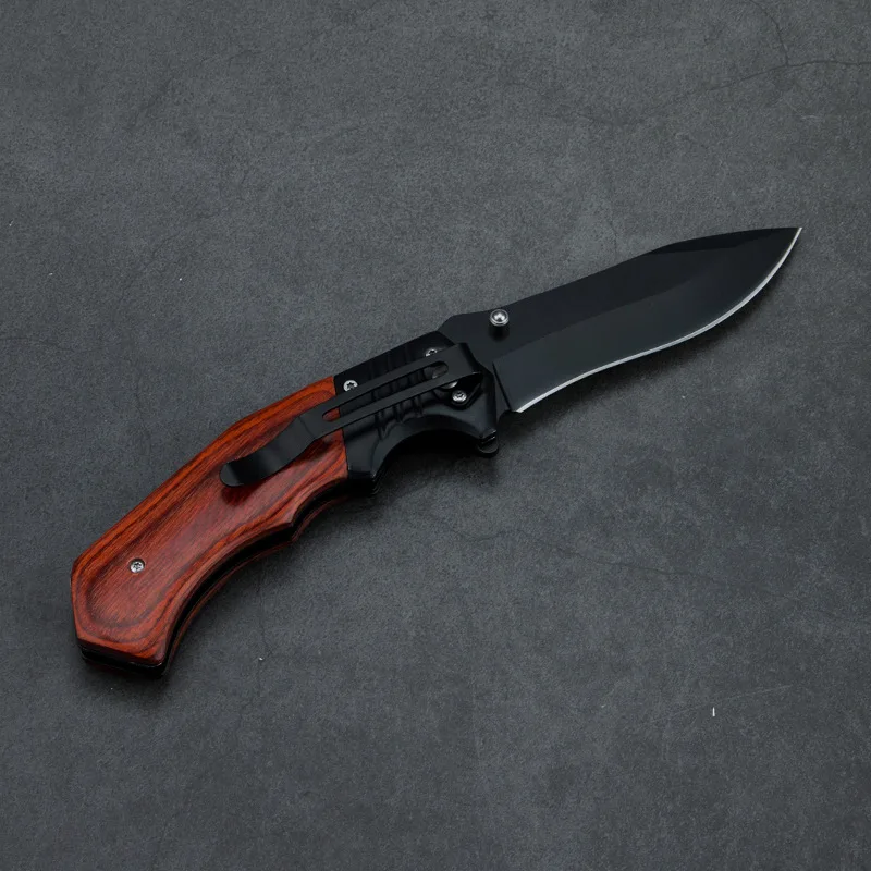 Hot Sale Manufacturer Custom Trending Product EDC Survival Camping Gear Wooden folding knife wood handle outdoor knife