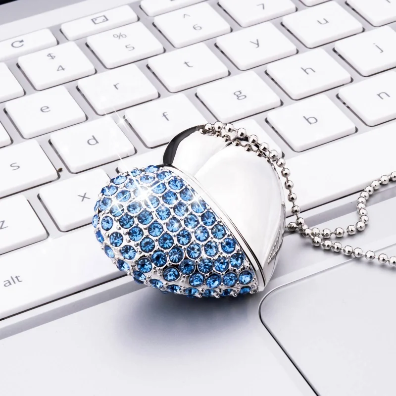 Рекламные ювелирные изделия в форме сердца cle usb 2 0 3 бриллиантового колье флэш-накопитель 1 ГБ 4 8 оперативной памяти 16 Гб встроенной 32 64 128