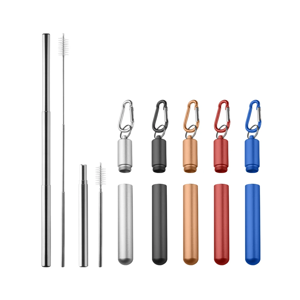 Eco-friendly portable multi-function telescopic resuable rubber tips for straw telescopic straw