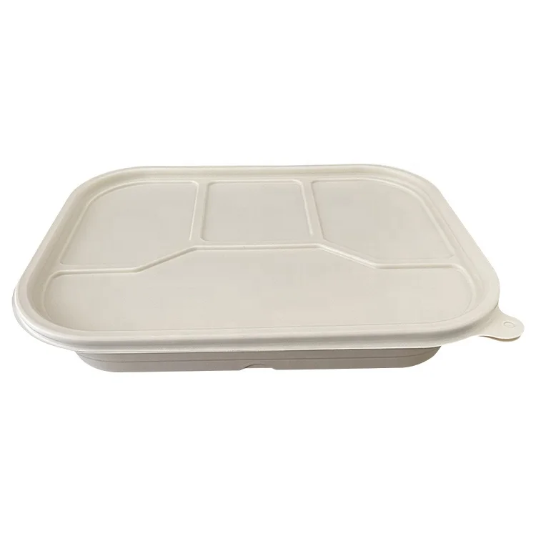 3 4 5 Compartment eco-friendly disposable biodegradable food grade cornstarch lunch packaging bowl takeaway fast food container