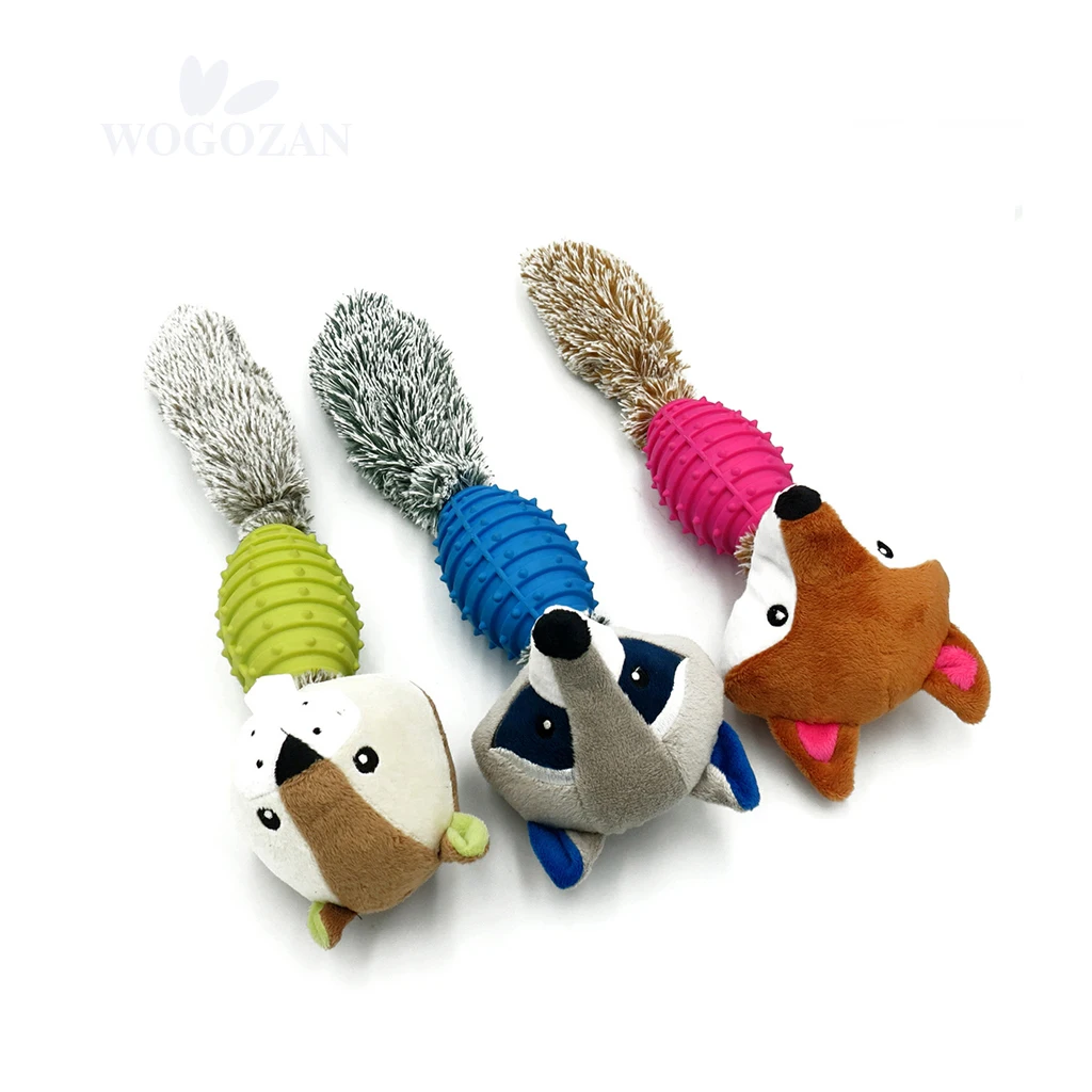 
Hot Sale Pet Dogs Plush Toys Toothbrush Interactive Rubber Molar Squeaky Chewer Teeth Cleaning Puppy Chew Toy 