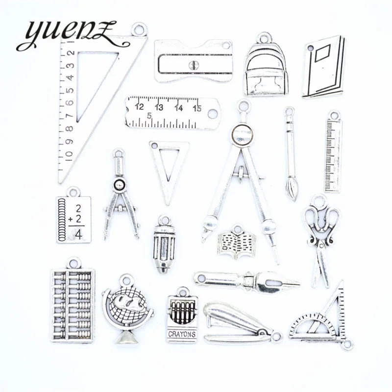 20pcs/set Product Antique silver color learning tools Charms Pendant Jewelry Metal Alloy Jewelry Marking U054