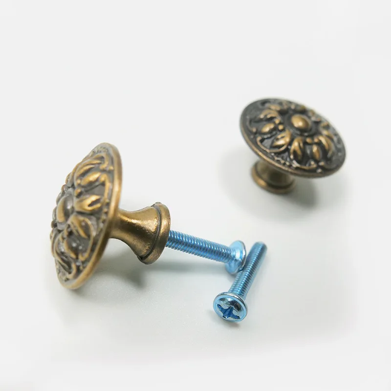 Vintage Antique Hollow Out Birdcage Handles Metal  Brass Cabinet Door Knob With Brushed Surface Treatment Handle