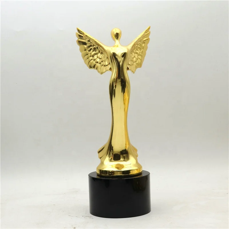 Creative Gold Silver Copper Metal Angel Wings Crystal Trophy Wholesale Angel Crystal Figurine Award Souvenirs