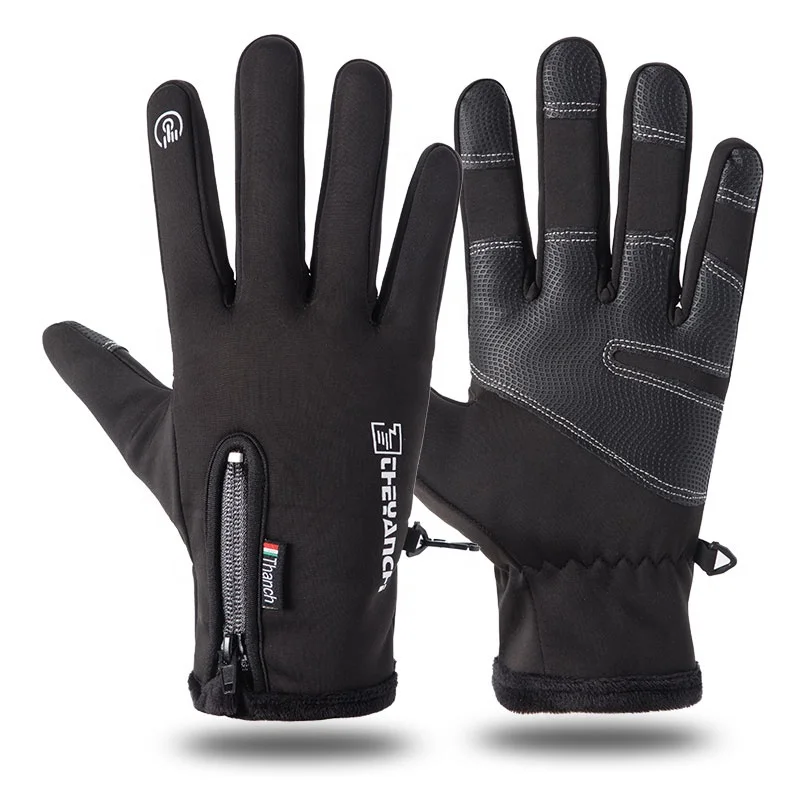 
Riding gloves q903 winter zipper touch screen windproof warm waterproof sports Plush mountaineering skiing racing gloves for men 