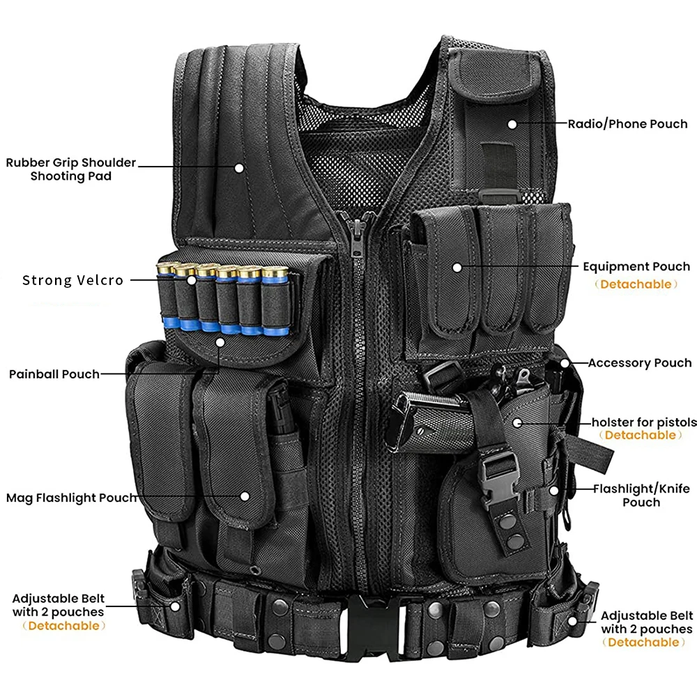 OBSHORSE уличный черный высококачественный сетчатый жилет для дежурства CS игровой жилет мешочек для рыбалки спортивные CS игры тактический Треккинговый мужской жилет