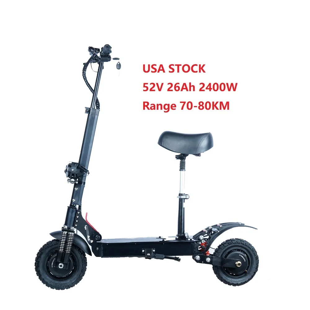 T4 Powerful 52V 26Ah 2400W Cruise Control Dual Motor Off Road With Seat Adult Electric Scooter