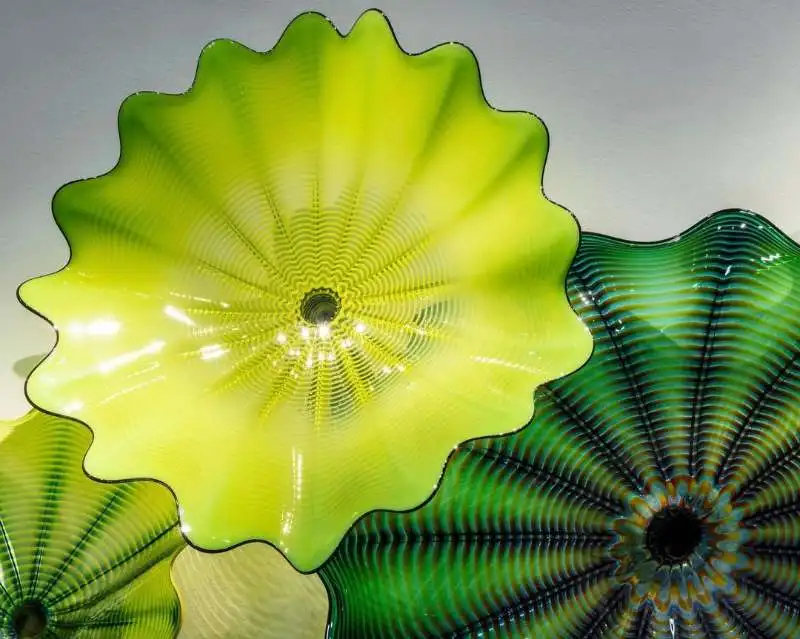 Luxury Handicraft Murano Glass Plates in Green Yellow Cheap Art Modern Wall Decoration