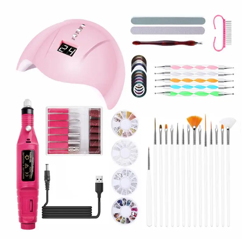 UV LED Lamp Dryer Nail Gel Polish Kit Soak Off Manicure Tools Set electric Nail drill For Nail Tools