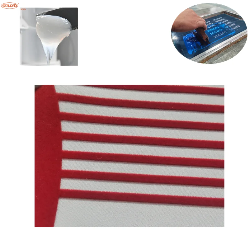 SOLLYD Flocking silicone rubber ink for screen printing textile on Lycra fabric underwear with elasticity fastness