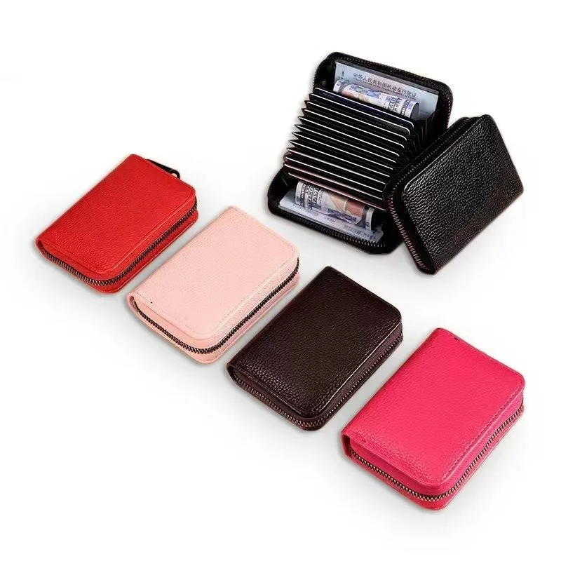 Large Capacity Credit Card Wallet - Leather Secure RFID Wallet for Women 9 Slots