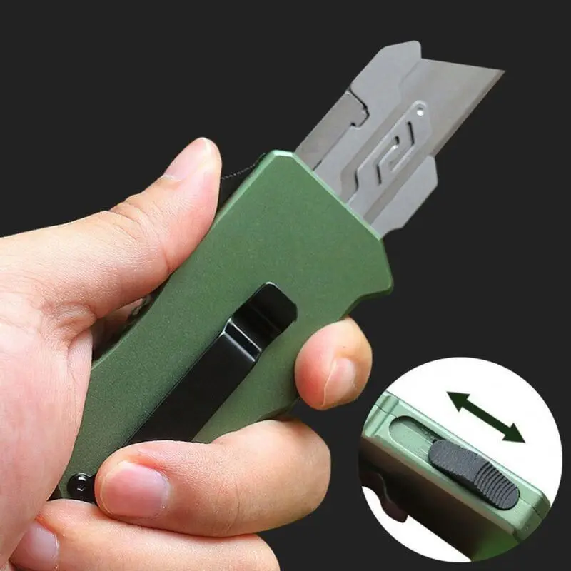 OTF Box Cutter,POCKET EDC RAZOR DOUBLE ACTION Auto knife FOR MEN