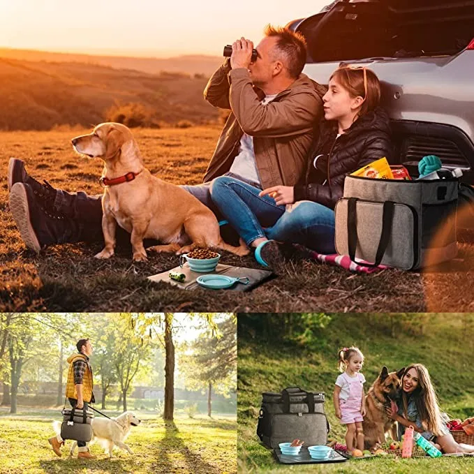 Pet Supplies Hot Sale Foldable Pet Weekend Outdoors Organizer Dog Travel Kit Tote Bag