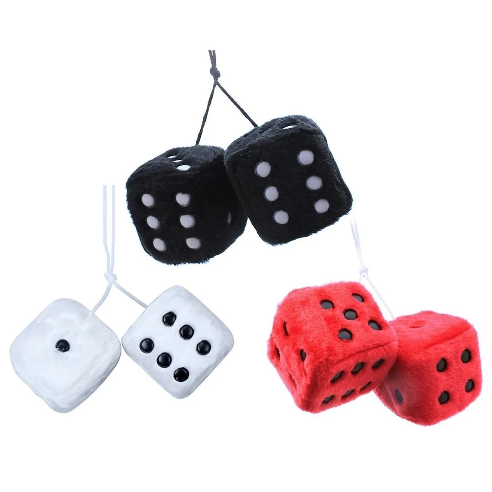 Car Pendant Colorful Plush Dice Craps Automobiles Rear View Mirror Charms Hanging Suspension Ornaments Desk Home Decoration
