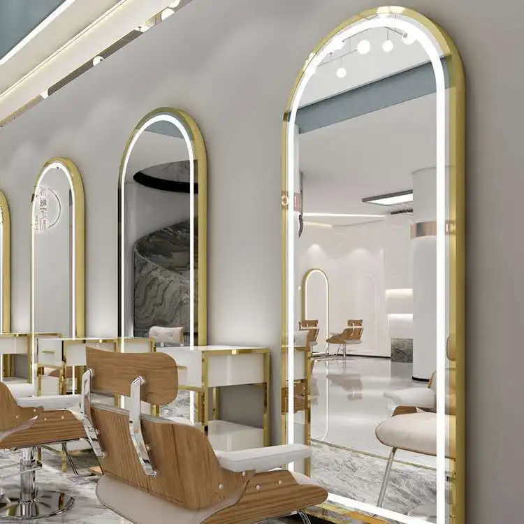 Salon Equipment and Furniture Full Length Anti Fog Touch Switch Hair Barber Shop LED Mirror with Lights Cosmetic Mirror 70*170CM
