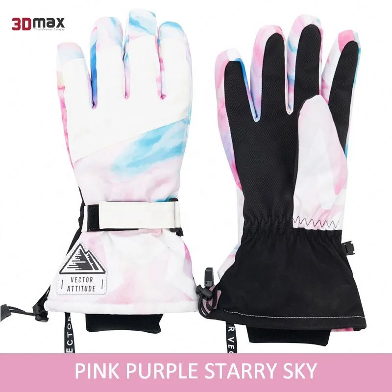 3D Max Waterproof Ski Gloves, Snowboard Men Women Winter Sport Warm Heated Ski Winter Gloves For Skiing