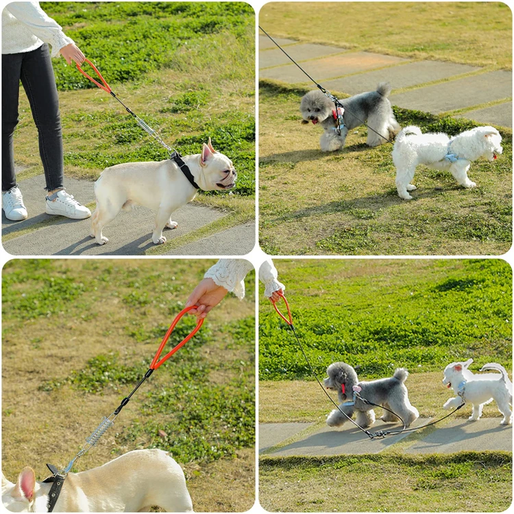 QQgift Custom Heavy Duty Leash Made of Coated Wire Rope for Large and Medium Dogs Dog Tie Out Cable with Soft Silicone Grip