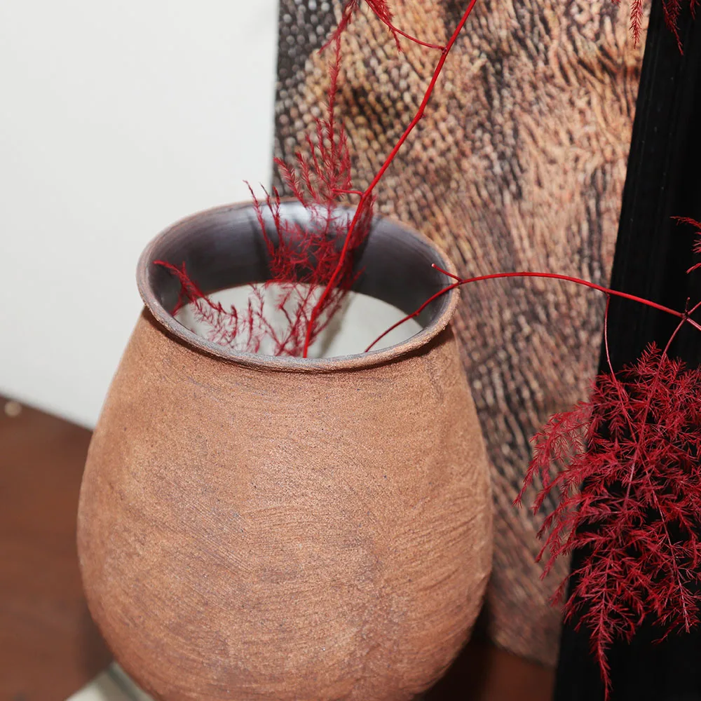 Handmade Modern Minimalist Wabi-Sabi Ceramic Vase Creative Ancient Wasteland Niche Decorative Piece Home Study Floor Table vase