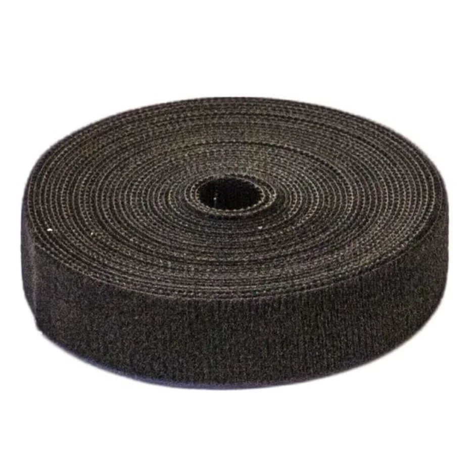 Reusable Fastening Tape Cable Ties 3/4 Inch Double Side Hook Roll (25 Meters, Black)
