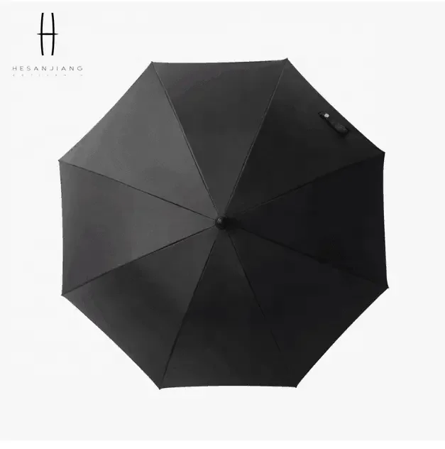 Large black UV protection golf umbrella custom logo auto open windproof straight handle golf umbrella