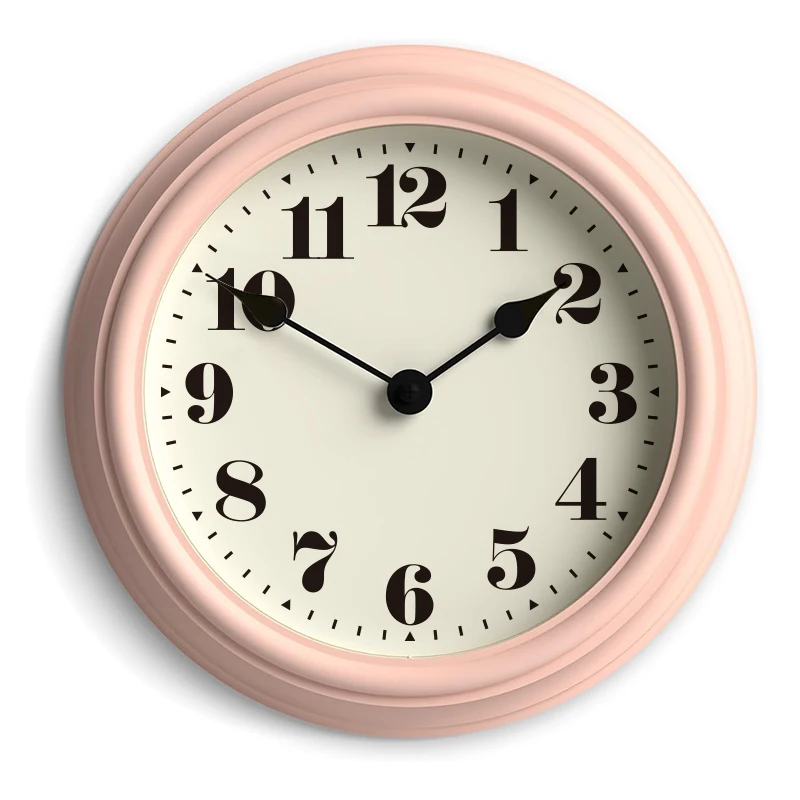 2025  New Modern fashion simple 12 inch Plastic Wall Clock for living room silent round custom Dirty pink clock Cream style