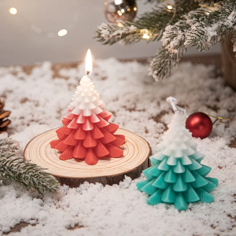 Festive ambience Multi-color Christmas Tree modeling Plant essential oil Smokeless natural soy wax scented candle