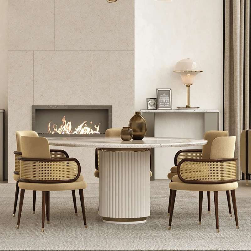 Italian restaurant furniture modern and minimalist design chairs, hotel rattan art backrest dining sets