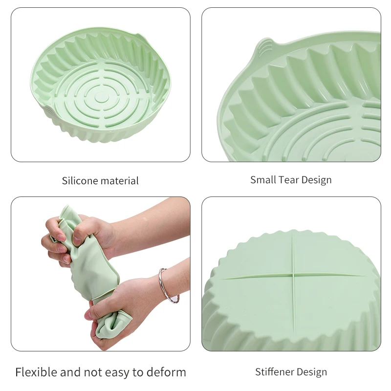 Силиконовые вкладыши для фритюрницы антипригарный круглый лоток многоразовый безопасный пищевых продуктов силиконовый горшок