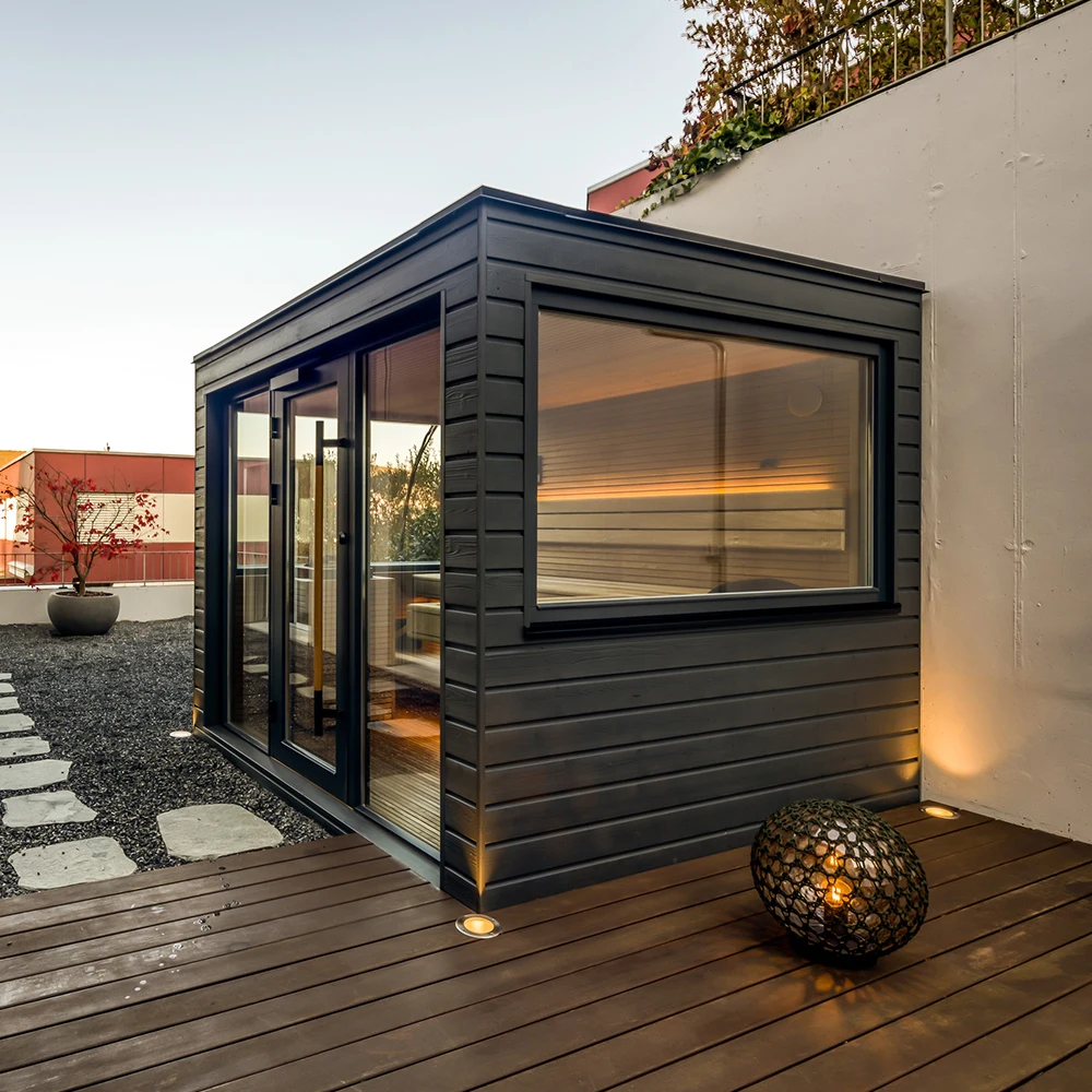 Canadian Red Cedar Large Capacity Outdoor Cube 10 Person Steam Electric Sauna Room