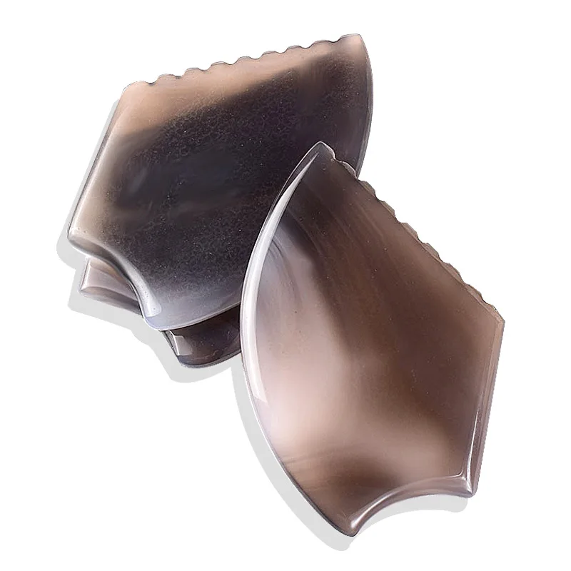 Luma Grey Agate Gua Sha Stone 100% Natural Grey Guasha Jade Custom Logo Scraping Tool Set Face Gua Sha Comb Beauty