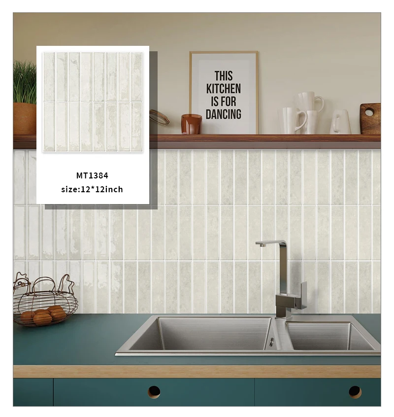 JORRUNS 3D Wallpaper DIY Home Decor Kitchen Backsplash Tile Peel and Stick Tite Green Peel Stick Wall Tiles