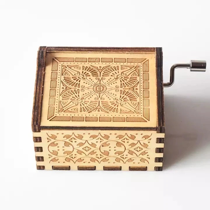 2023 upgrade Hot Selling Wooden Music Box High Quality Hand-cranked Music Box Retro Portable Music Box Factory Wholesale